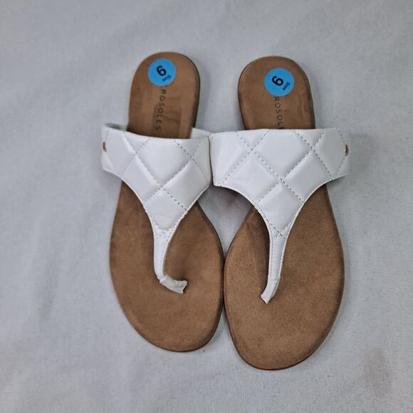 Aerosoles Gylian-02L Sandals Womens  9 White Quilted Thong Slip-on Shoes - Picture 5 of 9